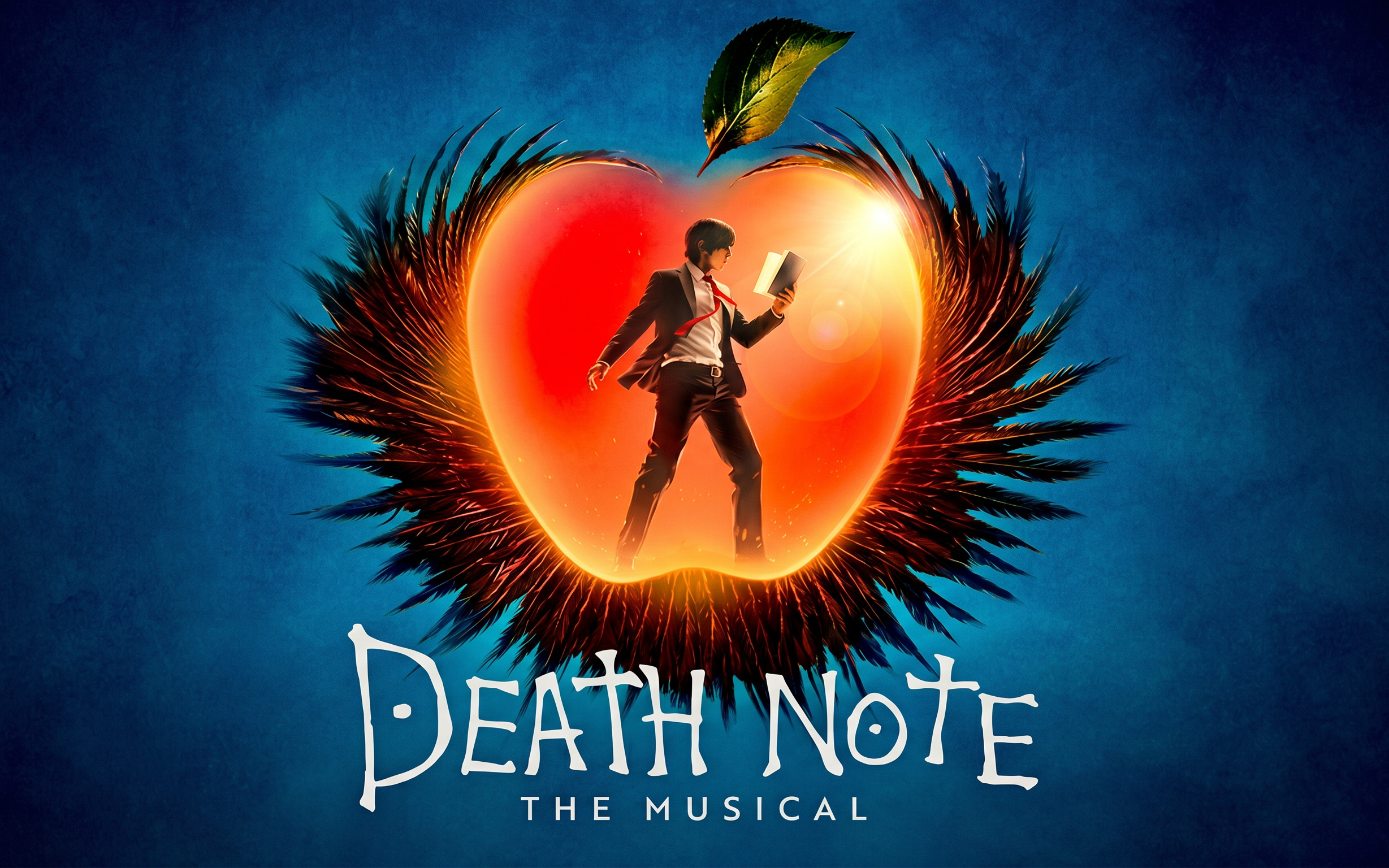 Death Note The Musical poster with character inside glowing apple, Westend show