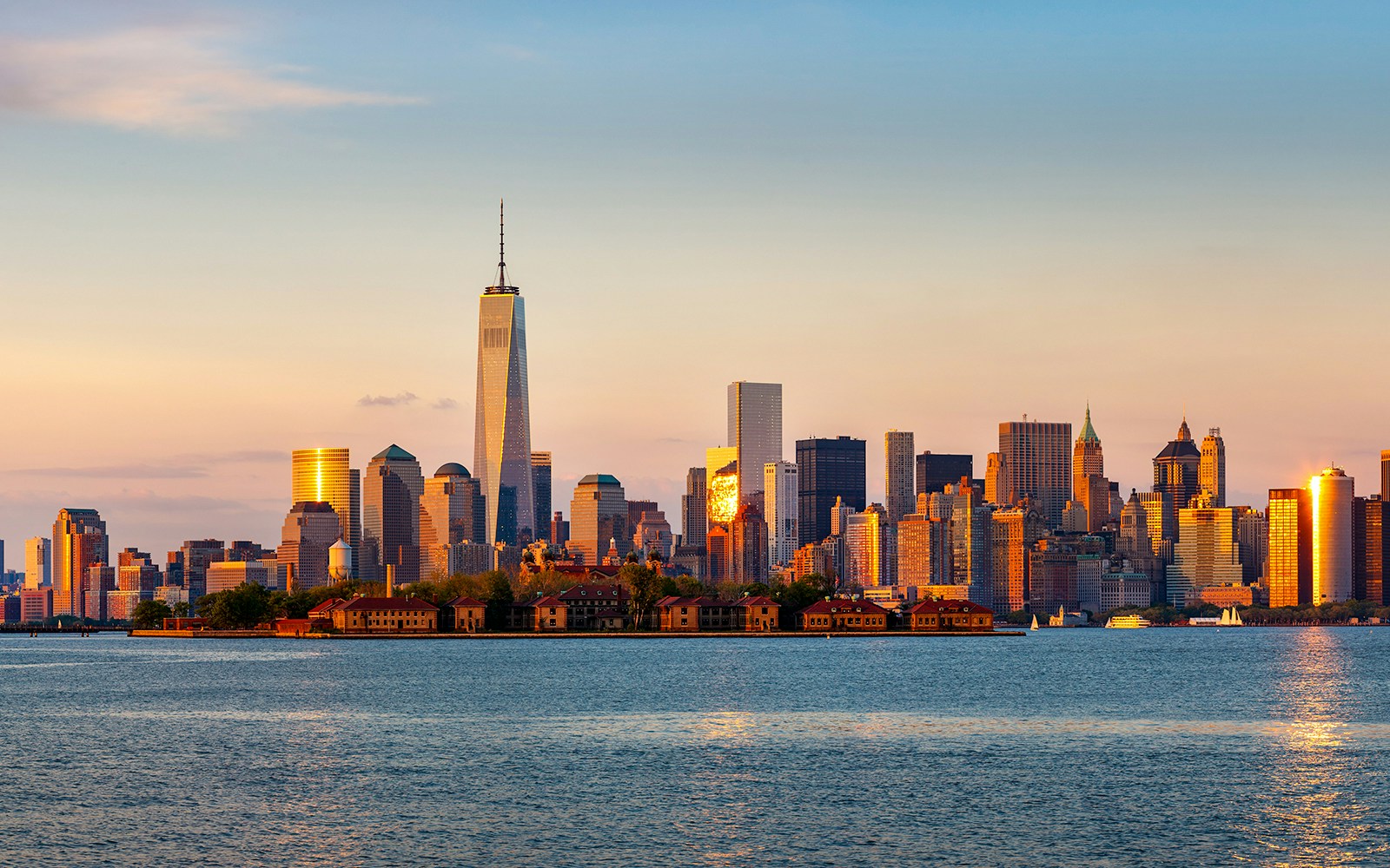 Lower Manhattan during sunset cruise