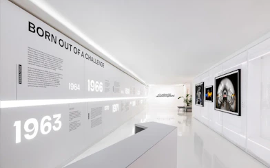 Exhibit featuring a timeline of the company's history, highlighting its founding in 1963.