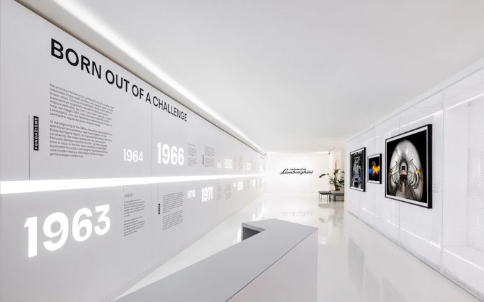 Exhibit featuring a timeline of the company's history, highlighting its founding in 1963.
