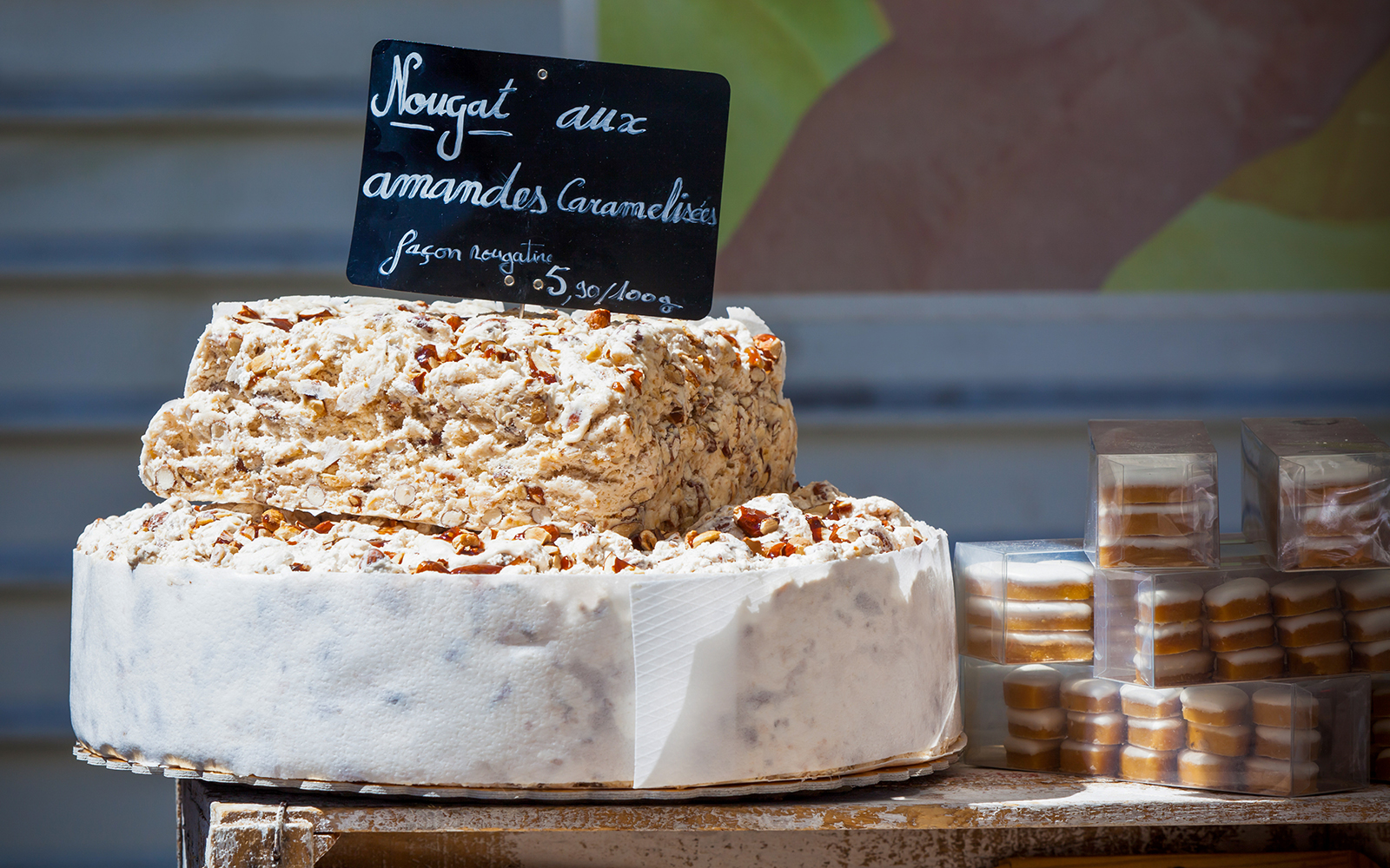 Nougat display at Sault market during Lavender Morning Guided Tour.