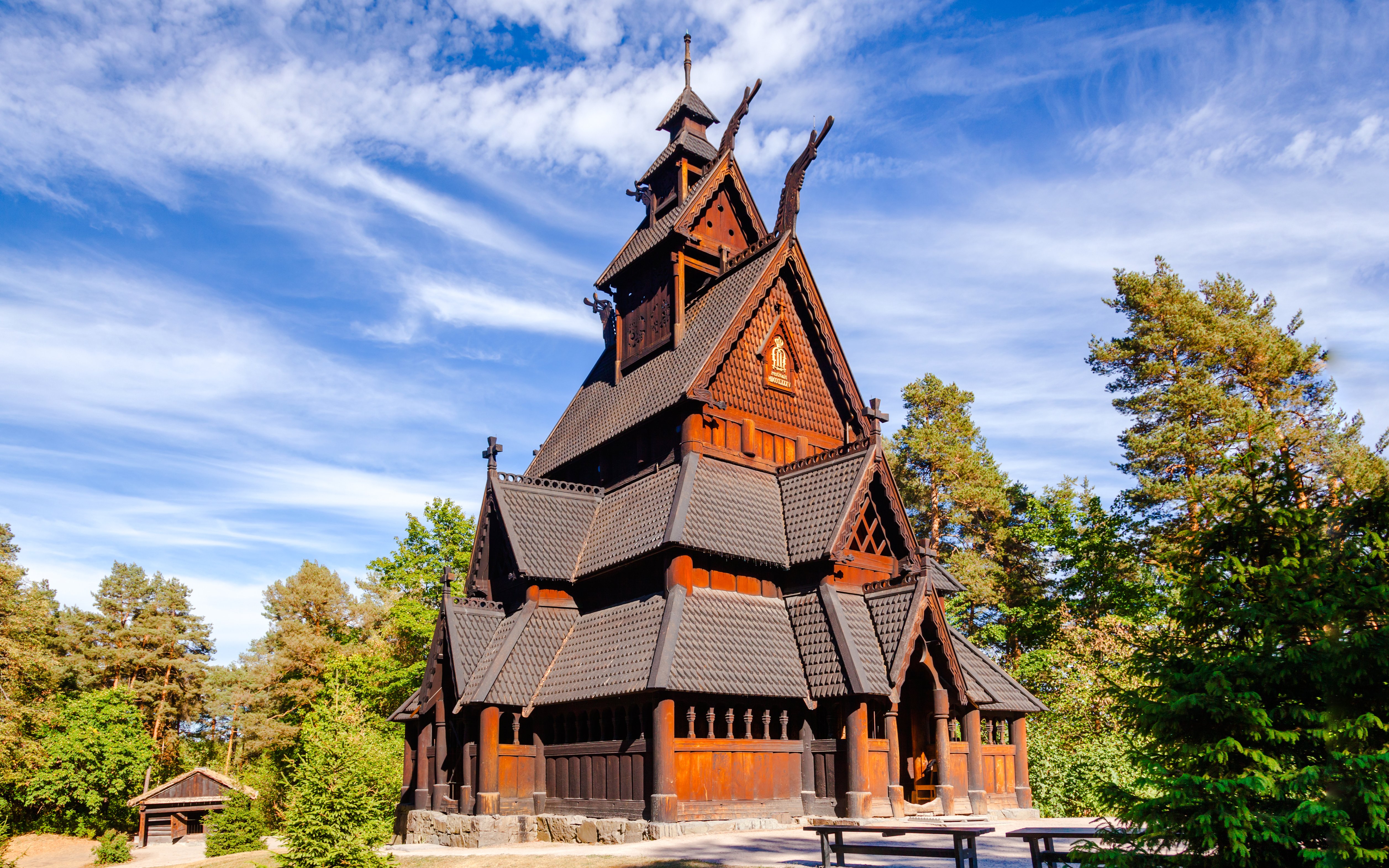 Stave church at the Norwegian Museum, Bygdoy peninsula, Oslo, Norway.
