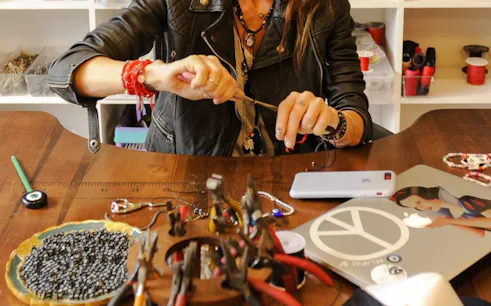 Crafting traditional jewellery at a workshop in Chichaoua, Marrakesh.