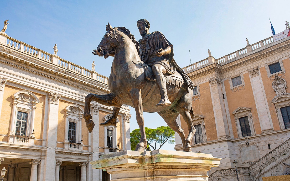 Equestrian statue of Marcus Aurelius at Capitoline Museums, Rome.