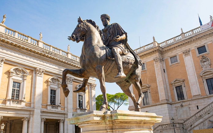 Equestrian statue of Marcus Aurelius at Capitoline Museums, Rome.