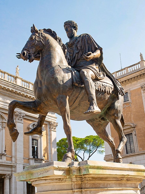 Equestrian statue of Marcus Aurelius at Capitoline Museums, Rome.