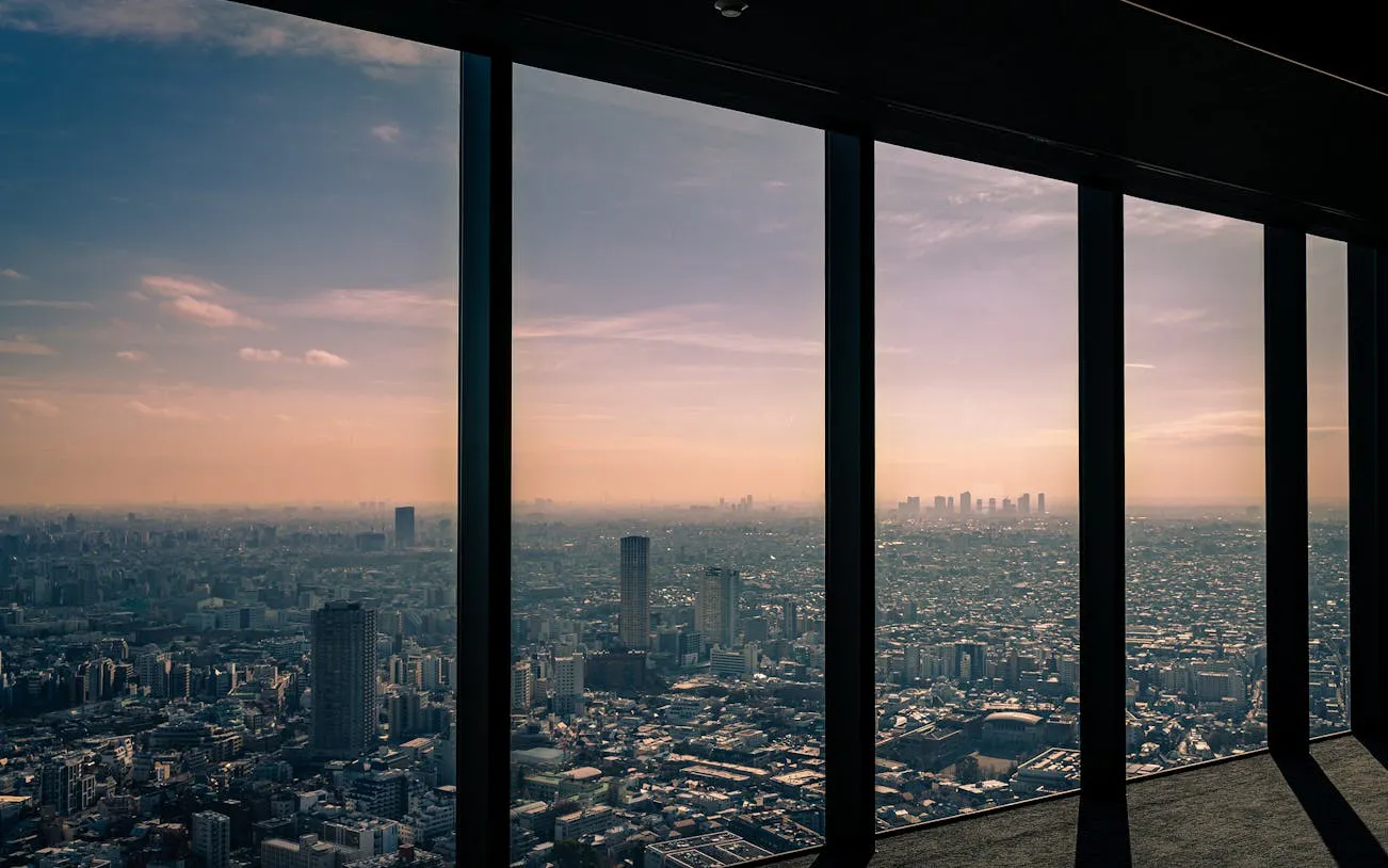 Tokyo skyline view from SHIBUYA SKY observatory during guided walking tour.
