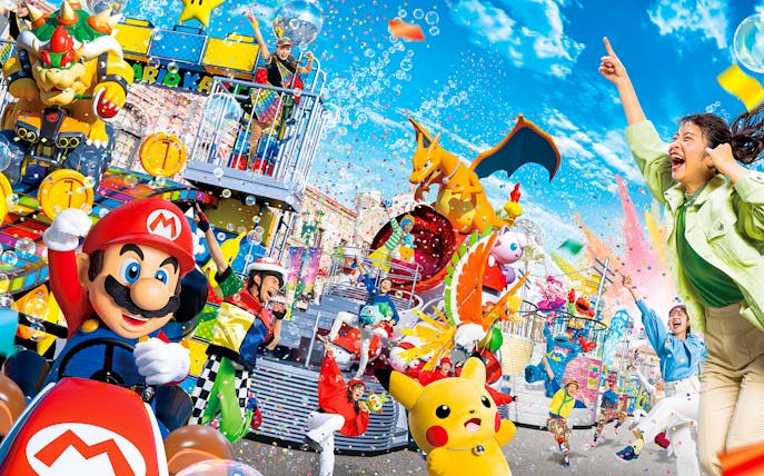 Universal Studios Japan, Osaka, featuring Mario Kart and Pokémon attractions.