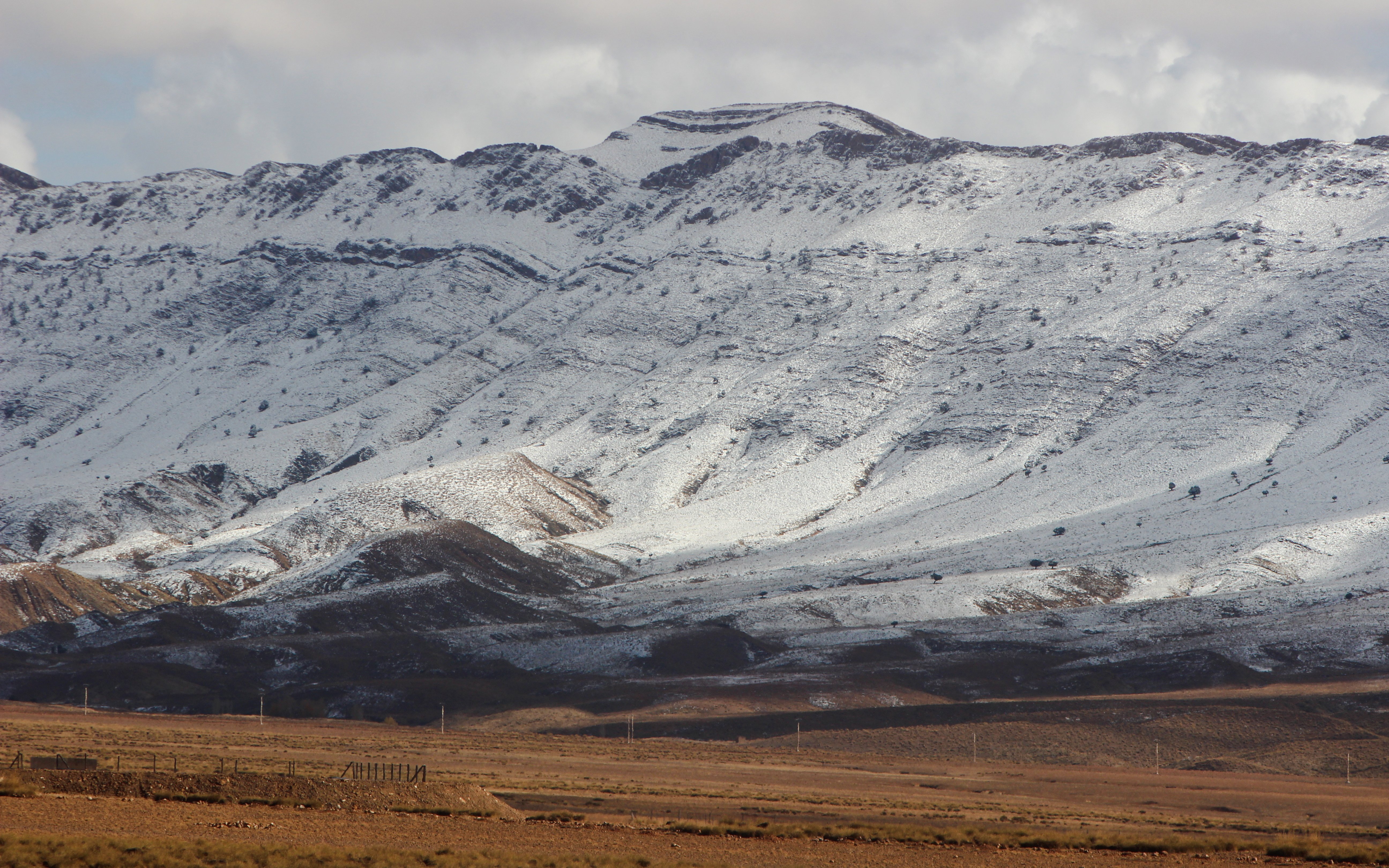 Atlas Mountains covered in snow, Morocco.