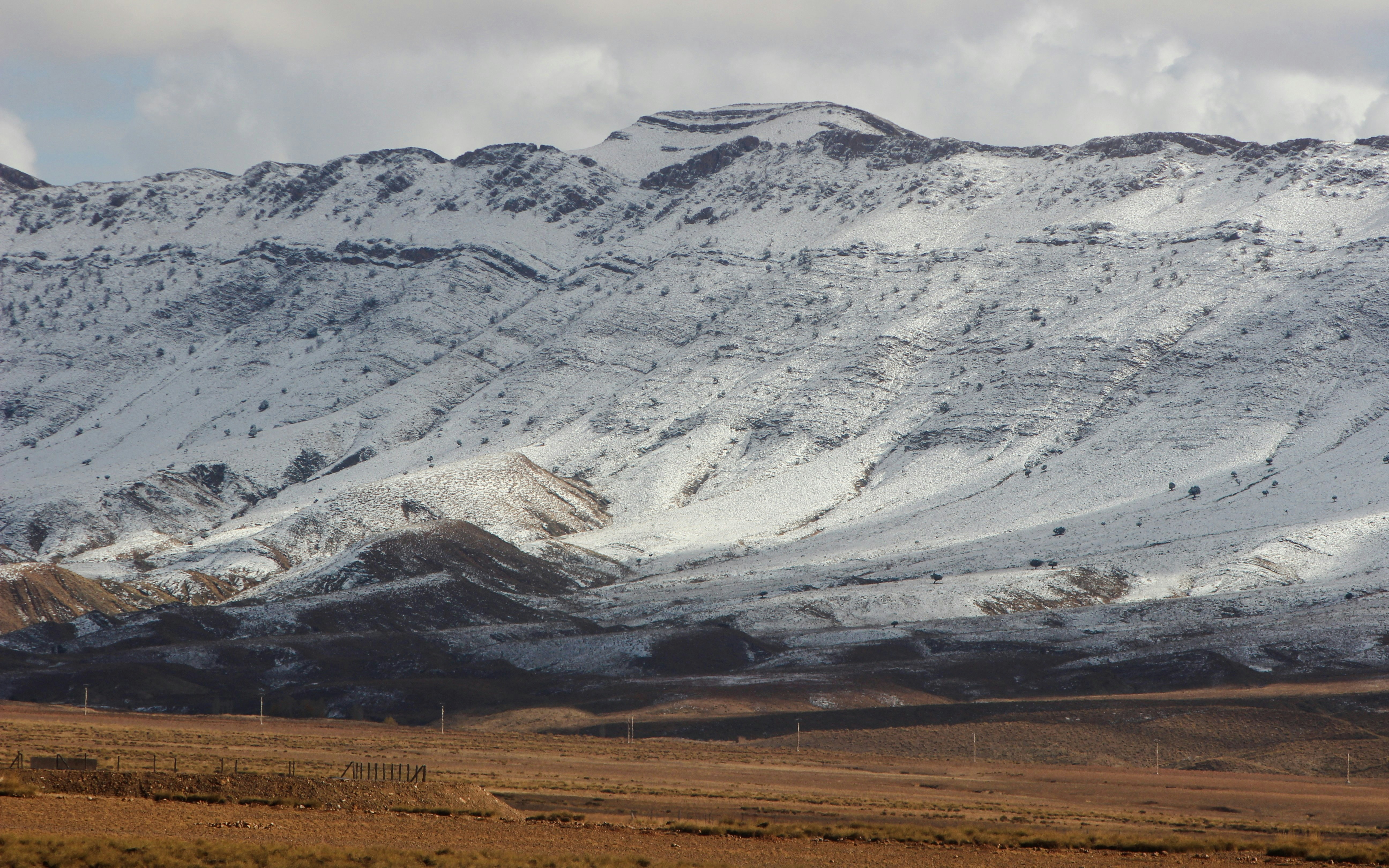 Atlas Mountains covered in snow, Morocco.