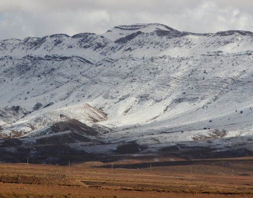 Atlas Mountains covered in snow, Morocco.