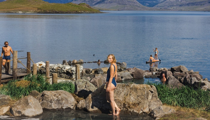 Geothermal pools at Hvammsvik’s hot springs