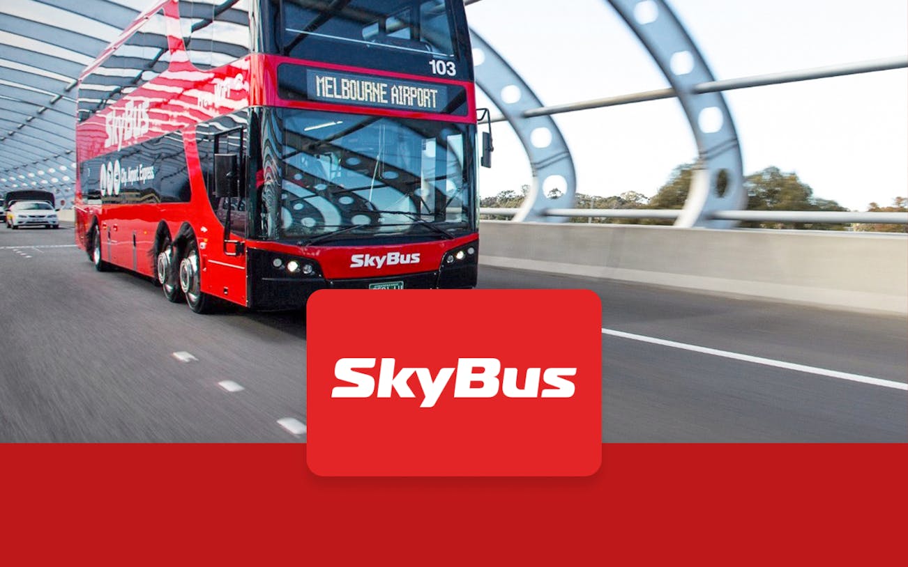 SkyBus traveling from Avalon Airport to Werribee on a highway.