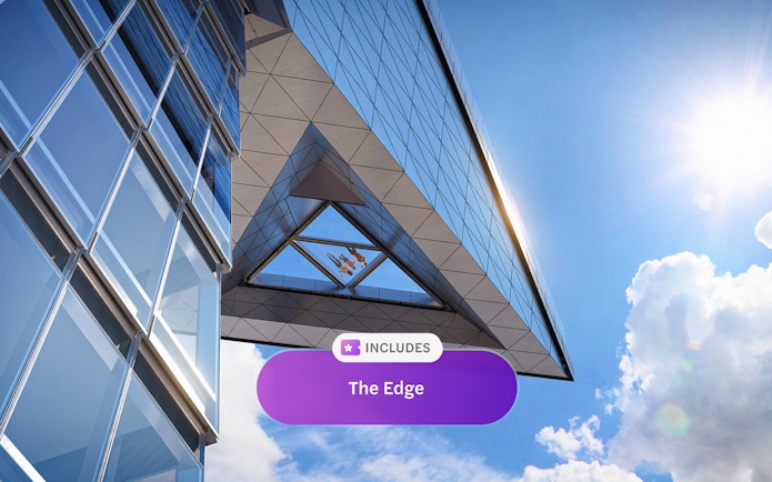 The Edge observation deck at Hudson Yards, New York City, with glass floor view.