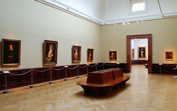 Paintings in a gallery at the Museum of Fine Arts, Budapest.