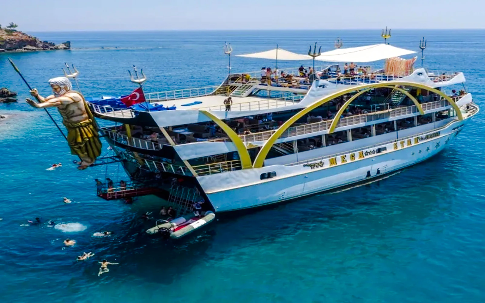 Antalya Mega Yacht Cruise to Kemer Coast with Lunch and Hotel Transfers