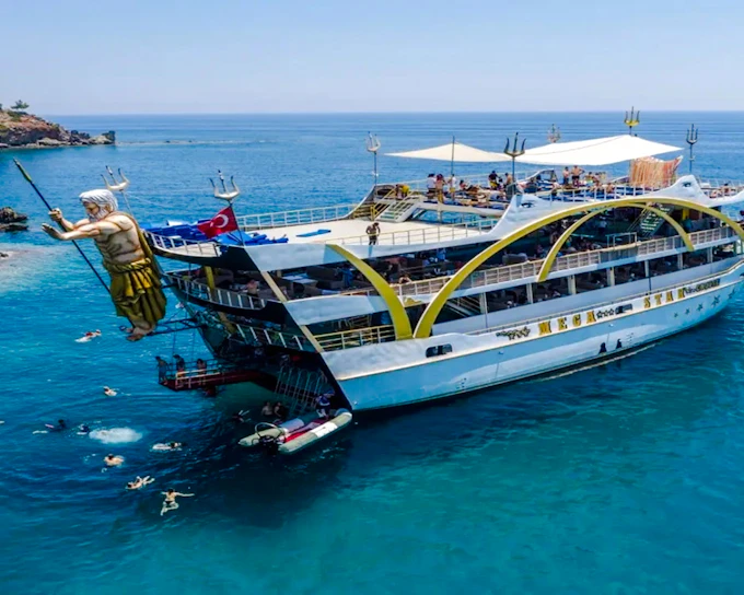 Antalya Mega Yacht Cruise to Kemer Coast with Lunch and Hotel Transfers