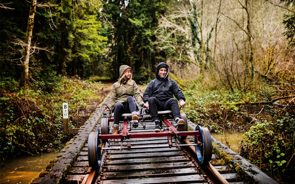 Skunk Train From Sherwood Road: Guided Railbike Tour Along Noyo River