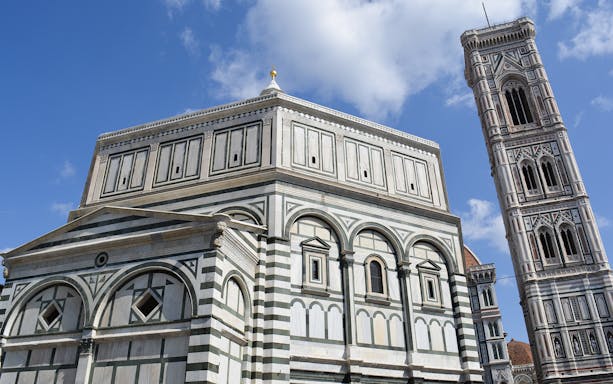 Baptistery of St. John and Giotto's Bell Tower in Florence city center.