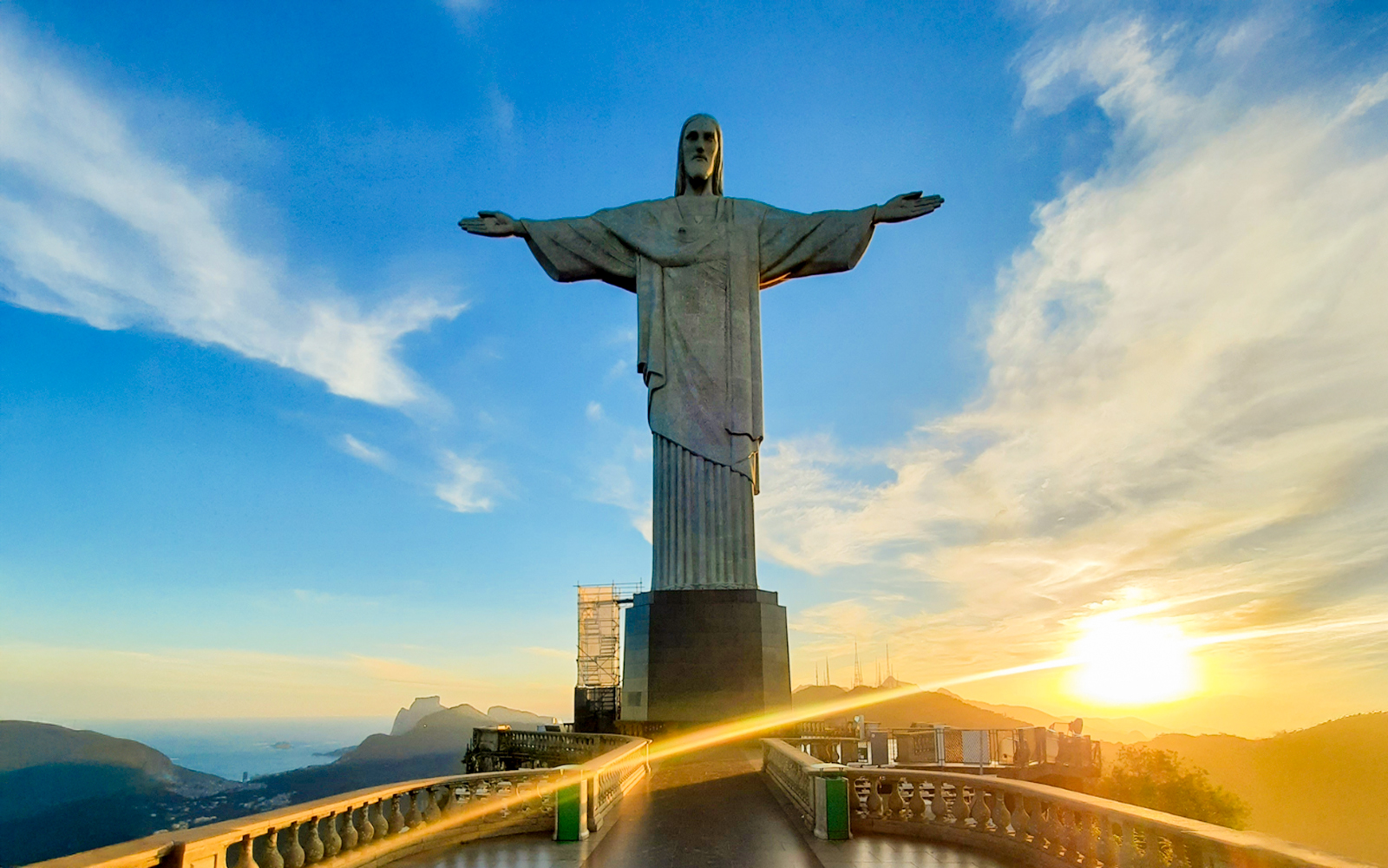 Christ the Redeemer statue at sunrise, Rio de Janeiro.