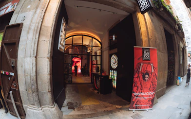 Entrance to Teatro Flamenco Barcelona with a poster advertising "Inspiración" show.