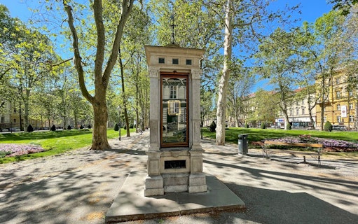Zagreb park with historic monument on small group guided tour.