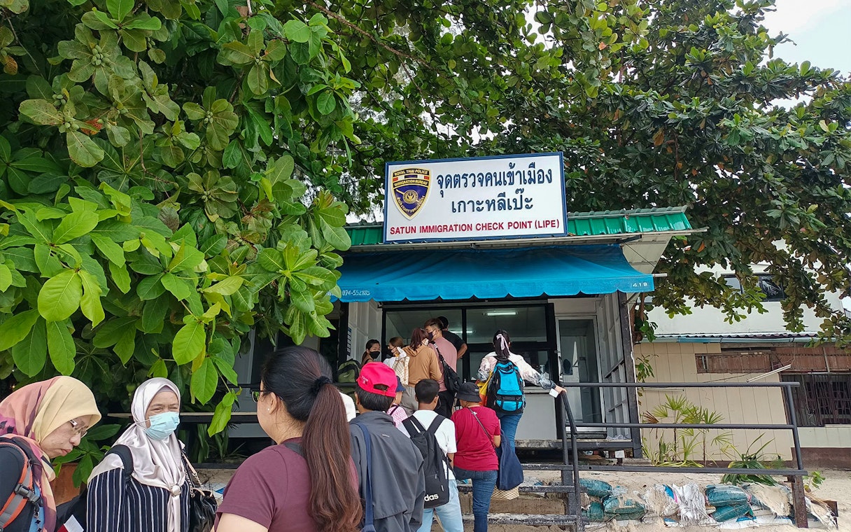 Visitors at Satun Immigration Checkpoint, Koh Lipe, for ferry to Telaga Harbour Langkawi.
