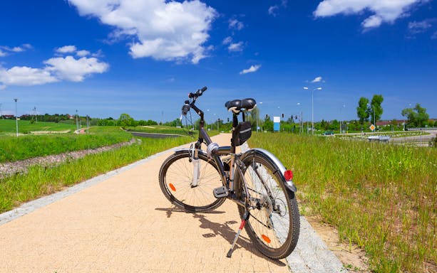Bicycle on a path in Gdansk during a private bike tour.