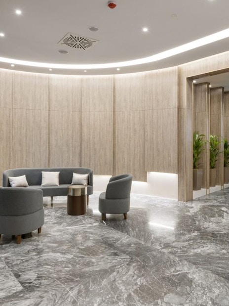 Plaza Premium Lounge seating area, Schengen Departures Terminal 1, Fiumicino Airport.