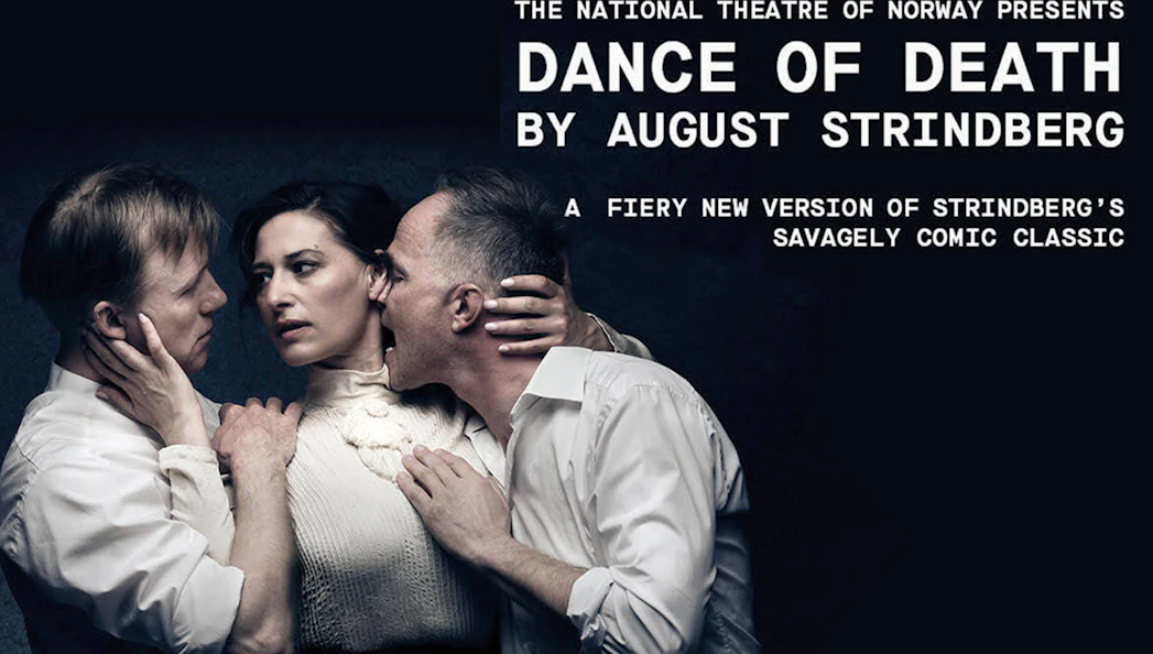 Actors in an intense scene from Dance of Death at the National Theatre of Norway.