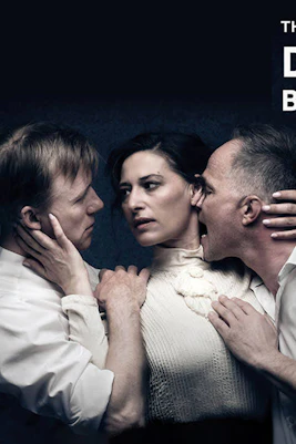 Actors in an intense scene from Dance of Death at the National Theatre of Norway.