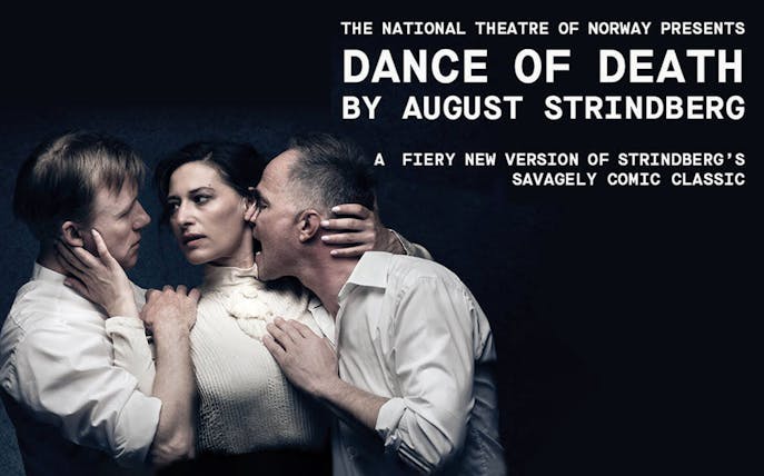 Actors in an intense scene from Dance of Death at the National Theatre of Norway.