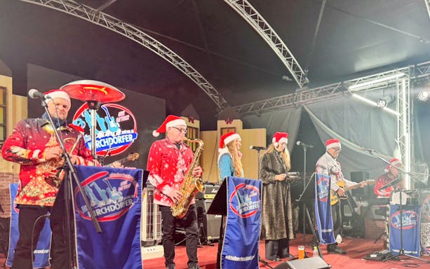 Musicians performing at Tokyo Christmas Market 2024 in Jingu Gaien.
