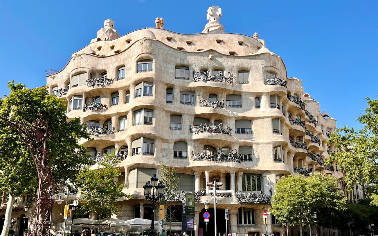 Casa Mila's unique stone facade and wrought iron balconies in Barcelona.
