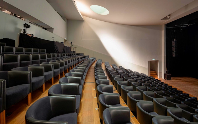 Serralves Foundation auditorium seating area in Porto, Portugal.