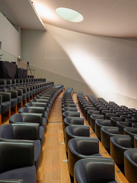 Serralves Foundation auditorium seating area in Porto, Portugal.