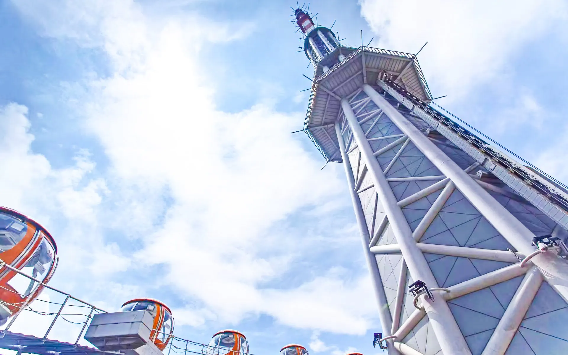 Canton Tower in Guangzhou with Bubble Tram and Sky Drop ride.