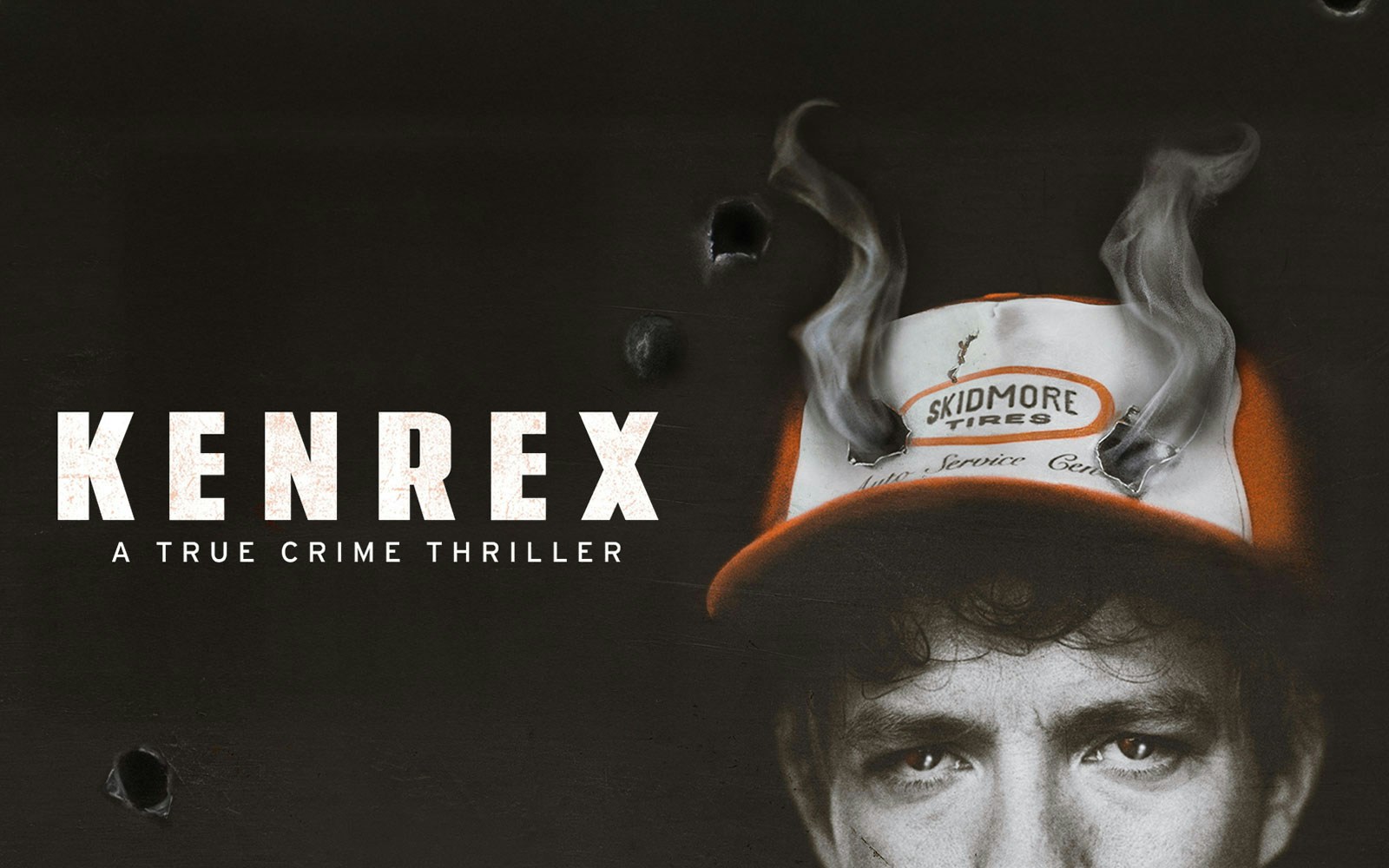 Kenrex West End show poster with a smoking cap and bullet holes.