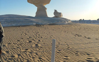 Unique rock formations in Egypt's Black and White Desert during a private safari from Cairo.