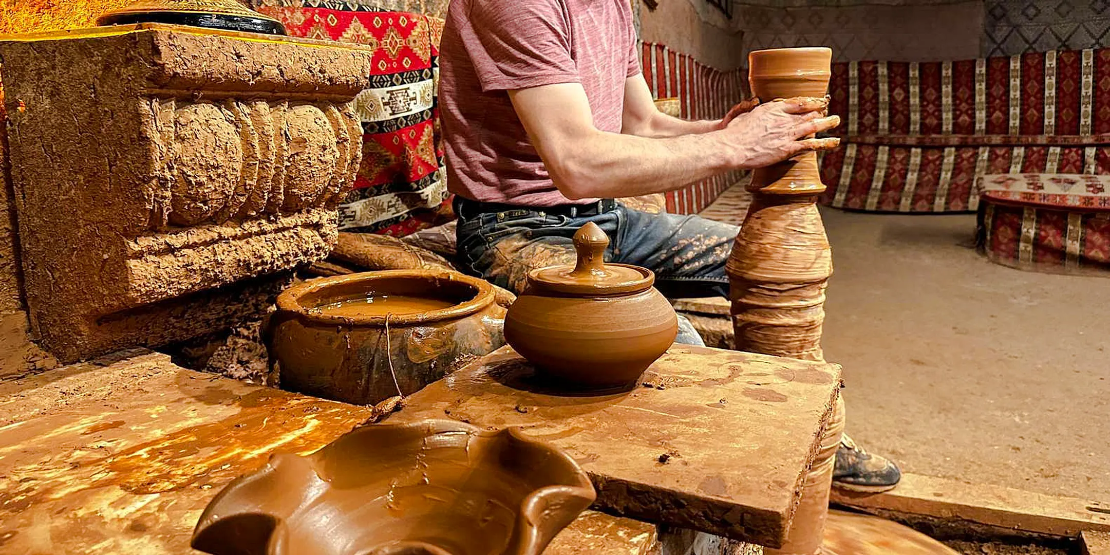 Pottery making demonstration in Cappadocia during the Red Tour experience.