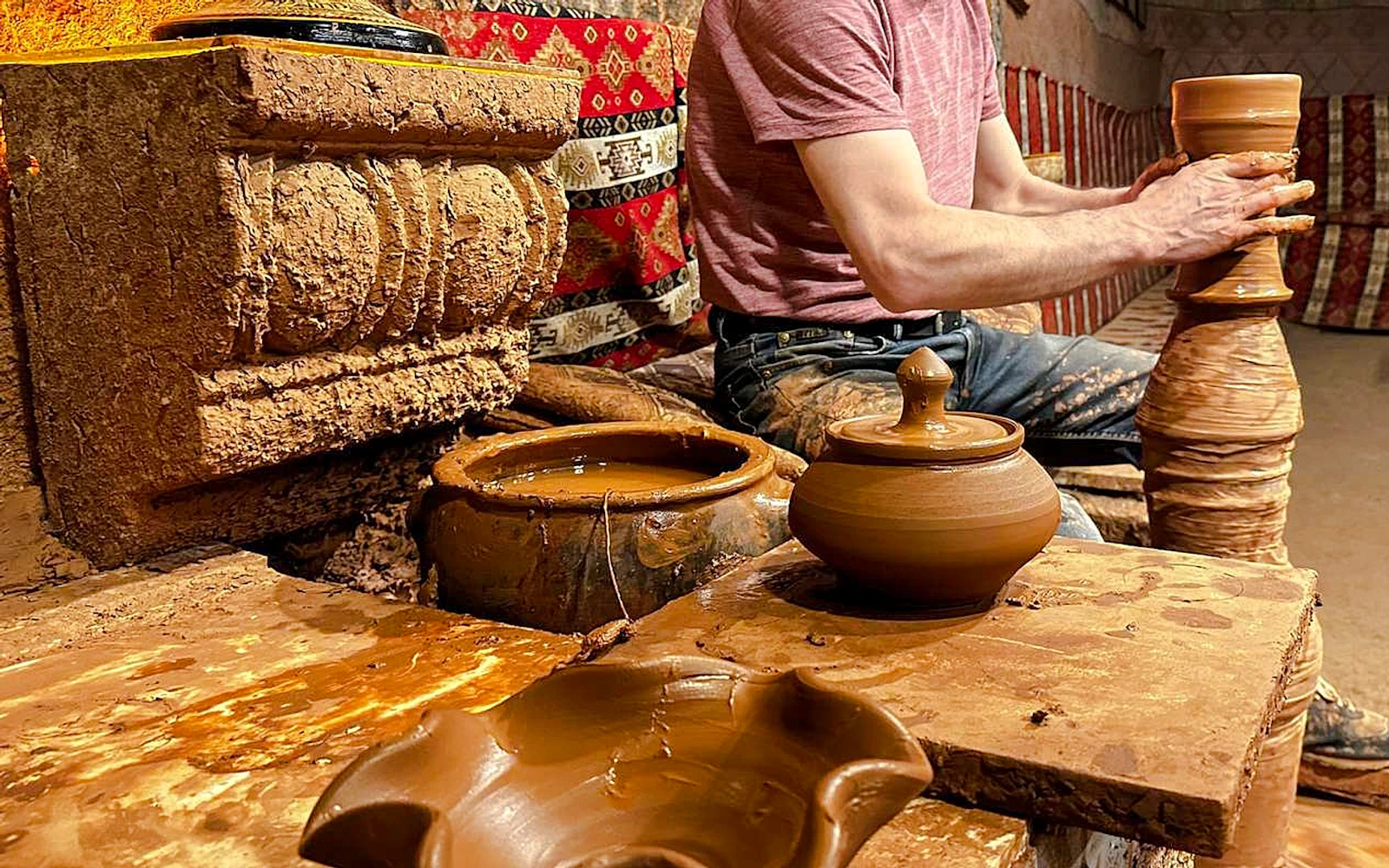 Pottery making demonstration in Cappadocia during the Red Tour experience.