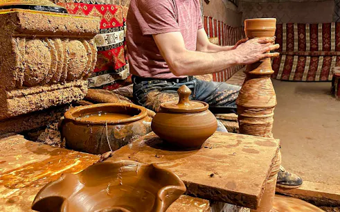 Pottery making demonstration in Cappadocia during the Red Tour experience.