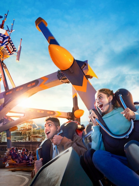 People enjoying a thrilling ride at Genting SkyWorld Outdoor Theme Park.