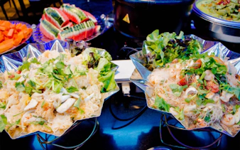 Seafood salad and fresh fruit display on Royal Princess Dinner Cruise, New Year's Eve Countdown 2027.