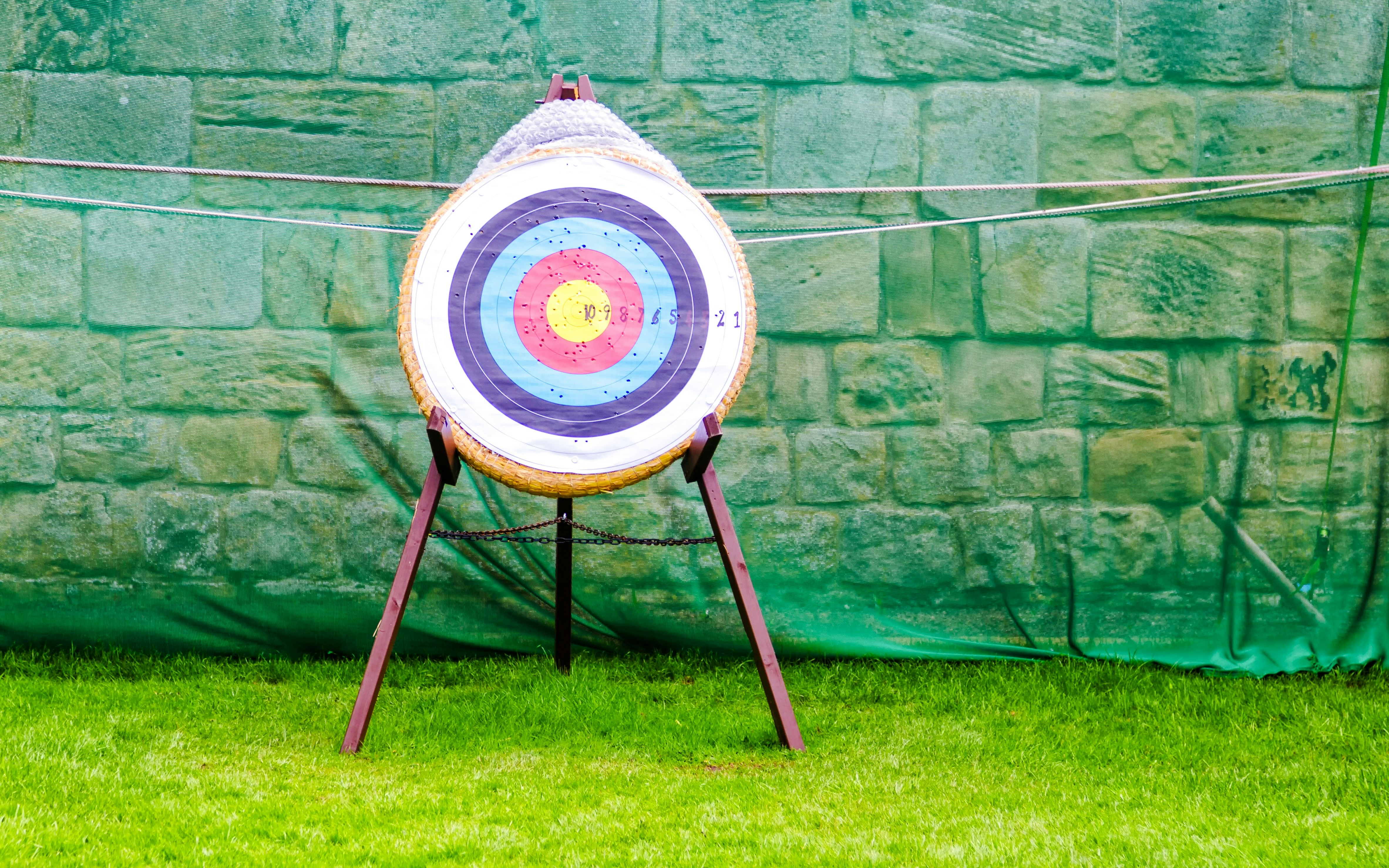 Archery target setup at Alnwick Castle.