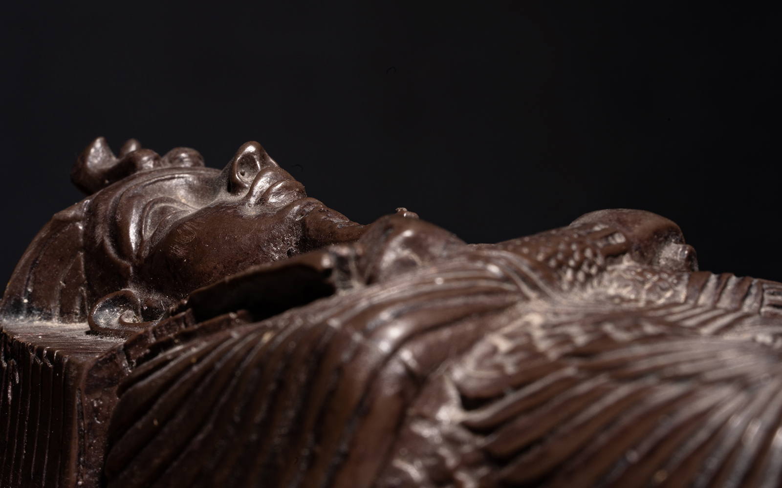 A historical egyptian sarcophagus with a mummy inside