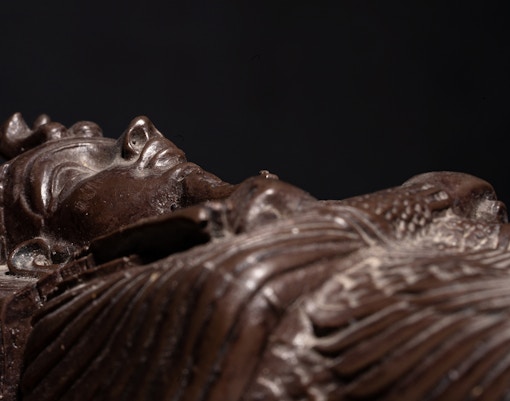 A historical egyptian sarcophagus with a mummy inside