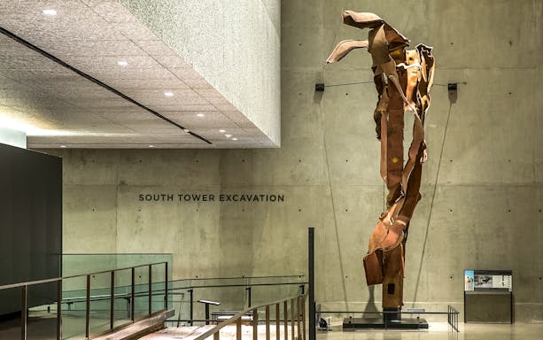 South Tower Excavation display at 9/11 Memorial Museum, New York City.