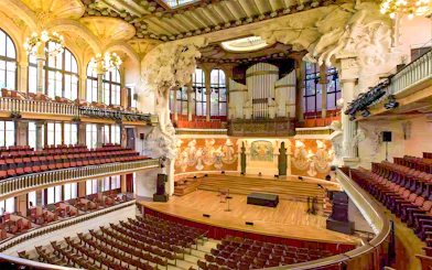 Palau de La Música Catalana interior, venue for Gran Gala Flamenco Show in Barcelona.