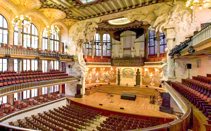 Palau de La Música Catalana interior, venue for Gran Gala Flamenco Show in Barcelona.